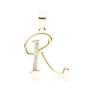 Srebrna pozłacana zawieszka literka R SL-LZ0002G-R