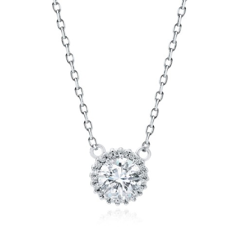 Srebrny naszyjnik z białymi cyrkoniami SL-Z1676NR-W