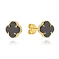Kolczyki złote czarna koniczynka w oprawie złota 8mm (Gramatura: 2.51)