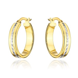 Kolczyki kółko i białe diamentowanie w środku 