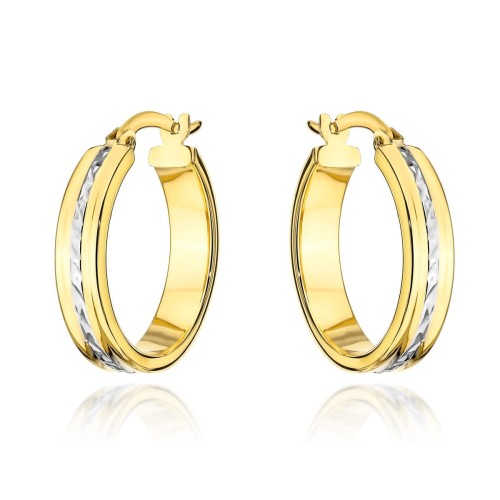 Kolczyki kółko i białe diamentowanie w środku 