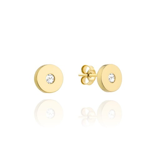 Kolczyki złote pełne kółko z cyrkonią na środku 