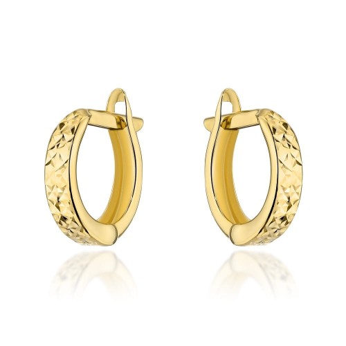 Kolczyki złote kółeczka diamentowane 