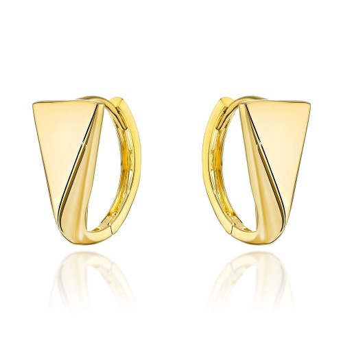 Kolczyki złote trójkąty na kreolu 