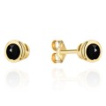Kolczyki złote czarny kamień w złotej oprawie (Gramatura: 0.64)