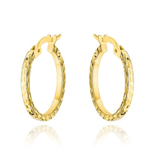 Kolczyki złote koła całościowo zdobione diamentowaniem małe