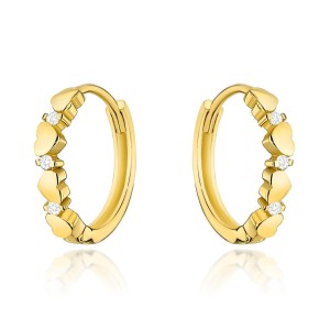 Kolczyka złote serduszka i cyrkonie 