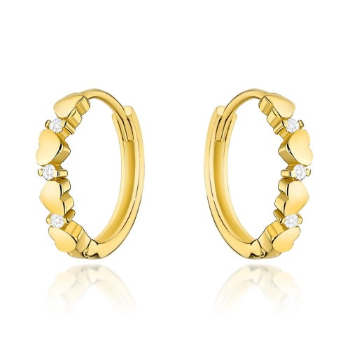 Kolczyka złote serduszka i cyrkonie 