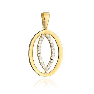 Zawieszka złota łezka z cyrkoniami w owalu 
