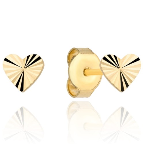 Kolczyki złote serca diamentowane małe 