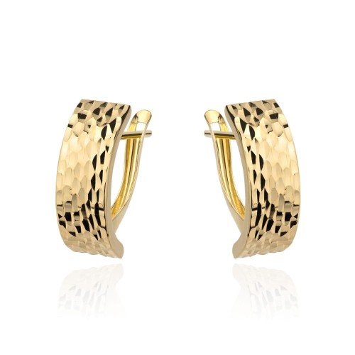 Kolczyki złote zdobione diamentowaniem