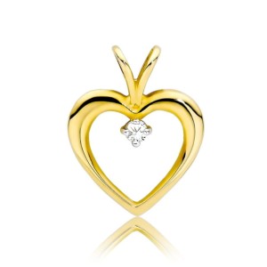 Zawieszka kontur serca z centralnym kamieniem duża 