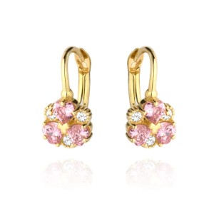 Kolczyki kwiatek z różowymi i białymi płatkami