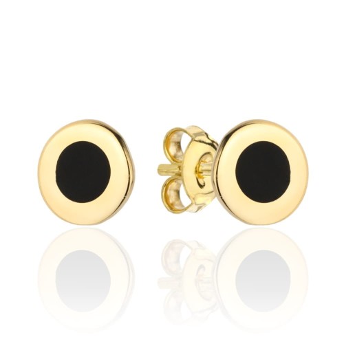 Kolczyki złoto-czarne kółeczko 