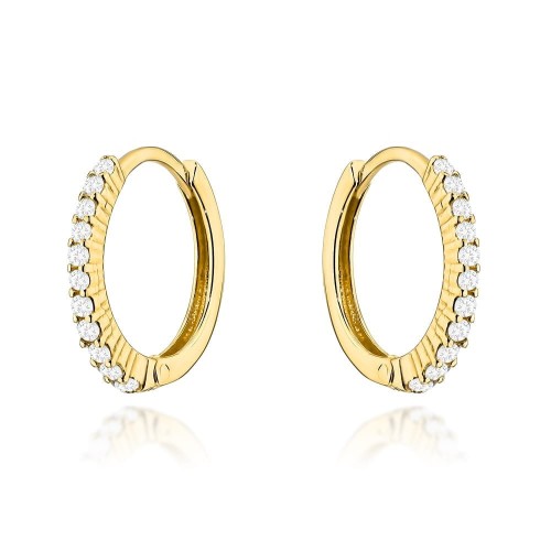 Kolczyki złote kółeczka i rząd cyrkonii