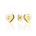 Kolczyki złote serduszko z cyrkonią na środku (Gramatura: 0.92)