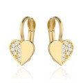 Kolczyki złote serduszko pół gładkie pół z cyrkonii (Gramatura: 1.19)
