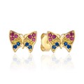Kolczyki złoty motylek wysadzany kolorowymi cyrkoniami (Gramatura: 1.23)