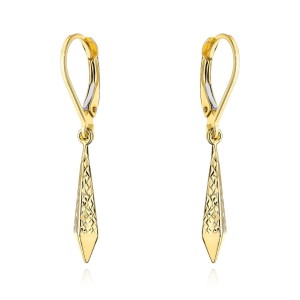 Kolczyki złote romby z diamentowaniem 