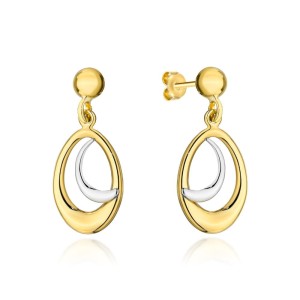 Kolczyki złote owal i księżyc w białym złocie 