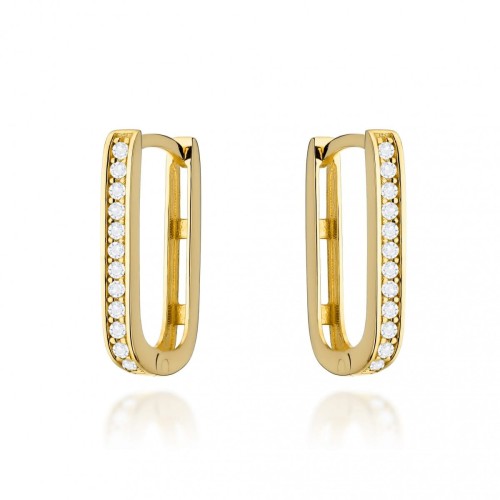 Kolczyki złote prostokątne z cyrkoniami 