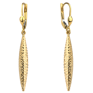 Kolczyki złote diamentowane długie sople