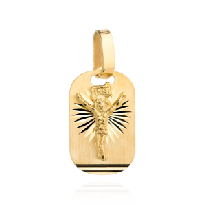 Medalik złoty z ukrzyżowanym Jezusem 