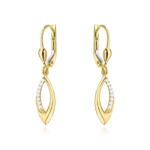 Kolczyki złote łezki z cyrkoniami 