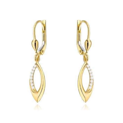 Kolczyki złote łezki z cyrkoniami 