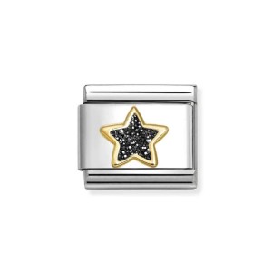 Element Link Nomination Composable Gold Gwiazdka z Czarnym Brokatem 030220/20