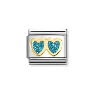 Element Link Nomination Composable Gold Serc z Turkusowanym Brokatem 030220/12