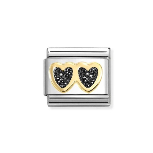 Element Link Nomination Composable Gold Serc z Czarnym Brokatem 030220/14