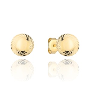 Kolczyki złote kółko z diamentowanym brzegiem średnie super lekkie