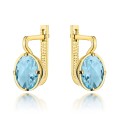 Kolczyki złote z kolekcji "COLORFUL STONE" z eleganckim zapięciem - topaz owal (Gramatura: 3.80)