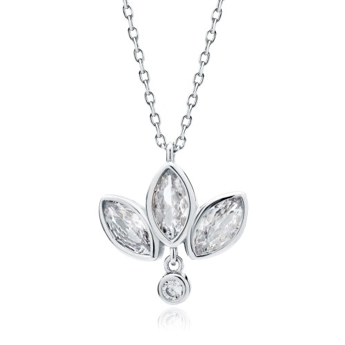 Srebrny naszyjnik z białymi cyrkoniami SL-Z1996NR-W