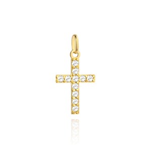 Krzyżyk złoty z cyrkoniami 