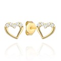 Kolczyki złote serca i cyrkonie na górze (Gramatura: 1.00)