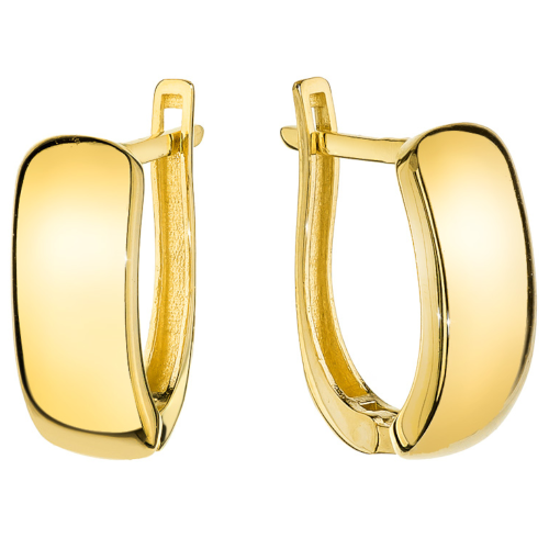 Kolczyki złote płaskie w kształcie prostokąta zaokrąglone 