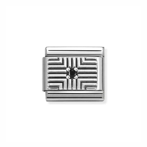 Element Link Nomination Composable Silver Linie z Czarną Cyrkonią 330310/08