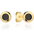 Złote kolczyki na sztyfcie czarny kamień w gładkiej oprawie (Gramatura: 0.90)