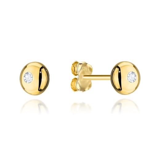 Kolczyki złote kółeczka z centralną cyrkonią