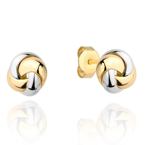 Kolczyki złote plecione w dwóch kolorach złota 