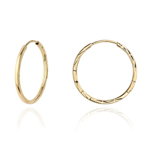 Kolczyki złote kółka diamentowane kanciaste 2,2cm