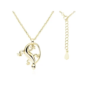 Srebrny pozłacany naszyjnik jaszczurka kameleon SL-Z1969NG