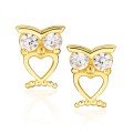 Kolczyki złote sówki z serduszkiem i z cyrkoniami (Gramatura: 0.68)