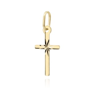 Krzyżyk złoty delikatny diament pr. 585 zawieszka 