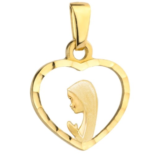 Medalik Matka Boska w diamentowanym sercu pr. 585 