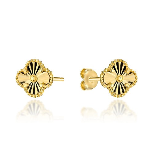 Kolczyki złote diamentowana koniczynka 