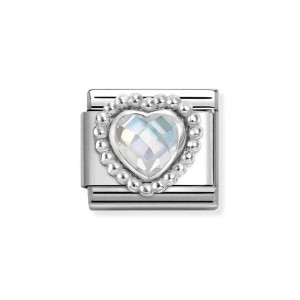 Element Link Nomination Composable Silver Serce Biała Cyrkonia 330606/010