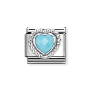 Element Link Nomination Composable Silver Turkusowy Szklany Kryształ 330605/039